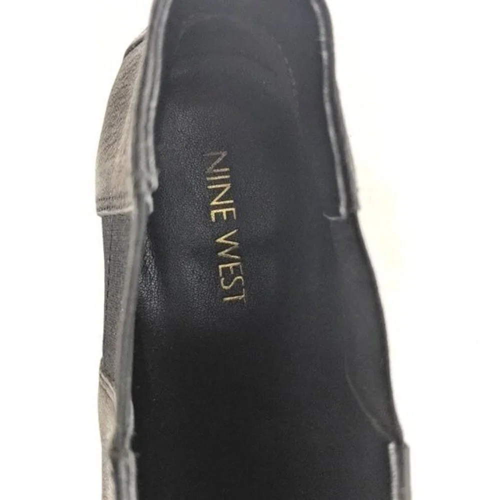 Nine West Ankle Boots Womens 6‎ Leather Slip On Pointed Toe Black Nwnolynn